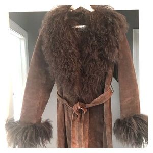 Gorgeous belted suede coat work maybe twice.